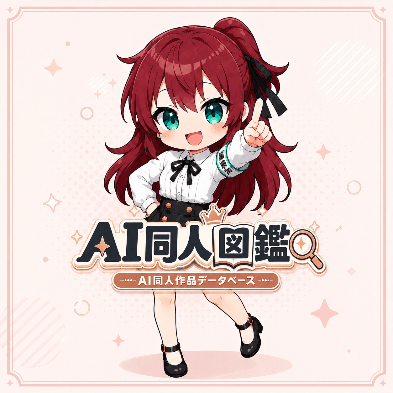 AI同人編集部を案内する編集長・赤城ひなた